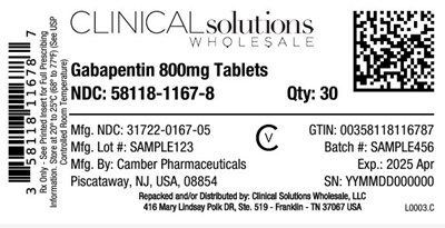 Gabapentin 600mg Tablets 30ct Blister Card (800 mg 100s)